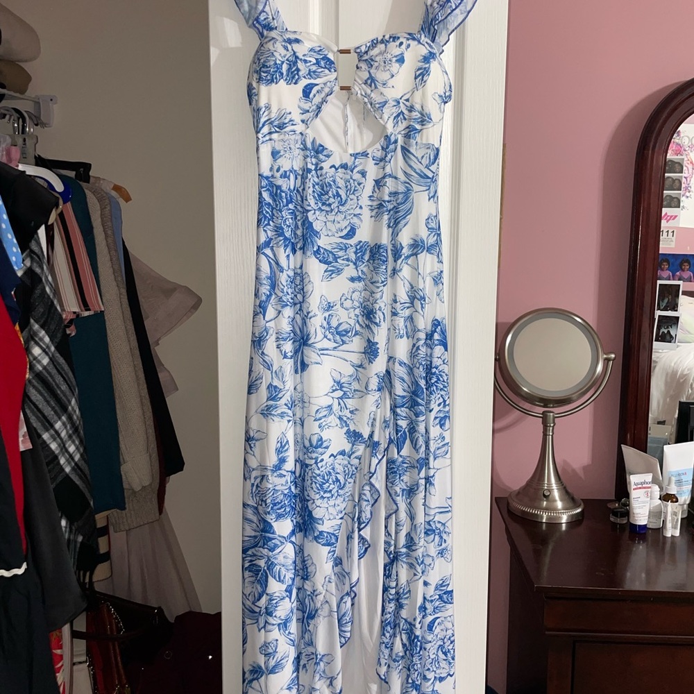 Blue and White Floral Dress